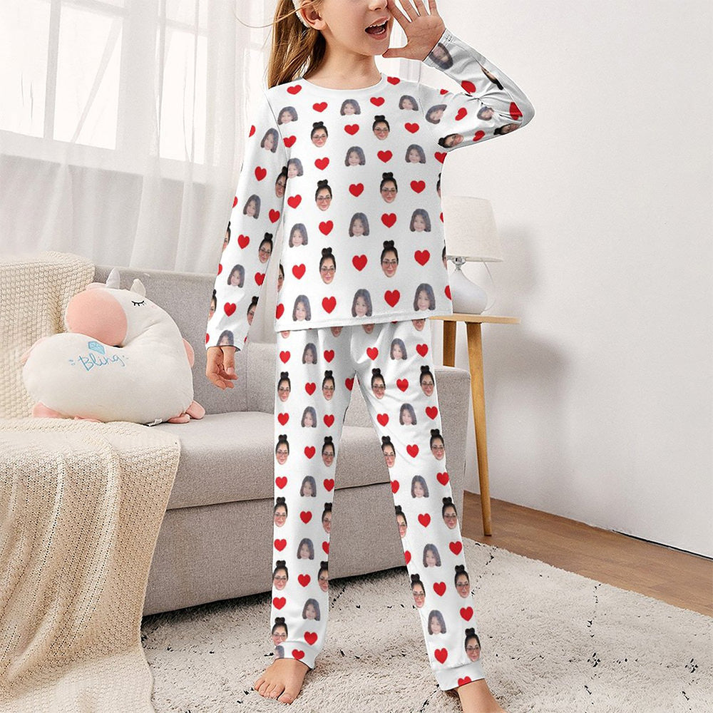 Custom Two Face Children's Sleepwear Long Sleeves Girls Pajamas Set 2