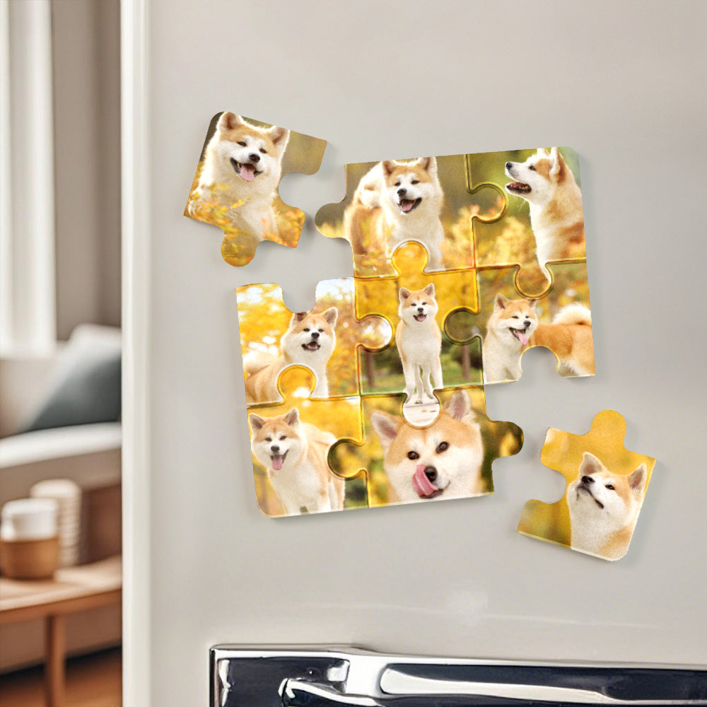 Gepersonaliseerde fotopuzzelvormige koelkastmagneet - Persoonlijk cadeau voor dierenliefhebbers