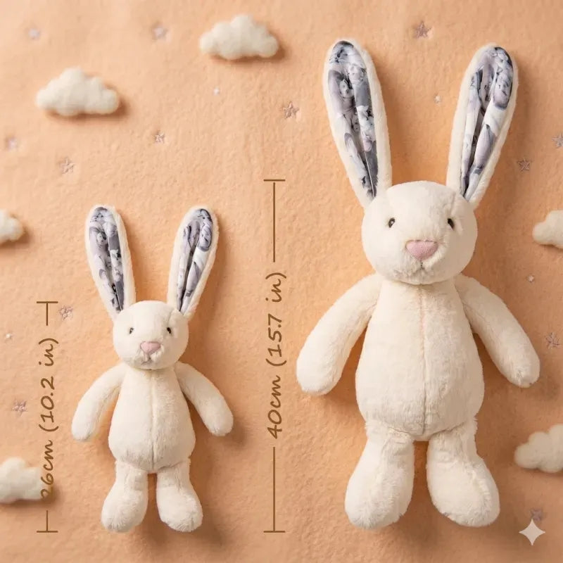 Personalized Illustration Bunny Plush – Custom Photo & Text Anniversary Gift