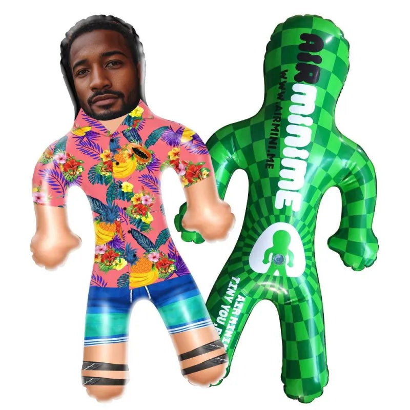 Personalized Blow Up Dolls Hawaiian Shirt Flowers and Fruits Funny Inflatable Man Printed Face for Party Favors 3