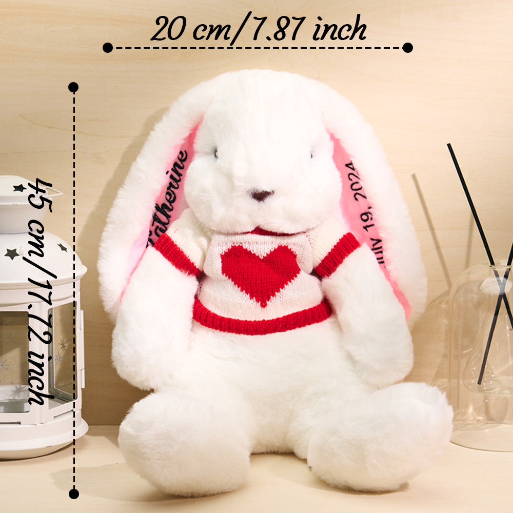 Personalized Sweater Bunny Plush — Custom Rabbit with Embroidered Name Gift for Kids
