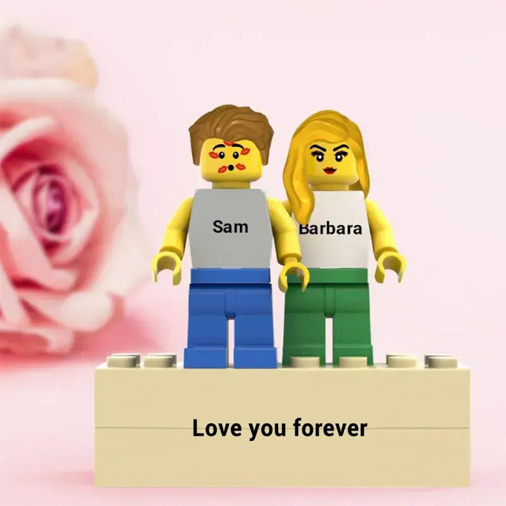 Custom Couple Minifig Personalized Minifig With Engraved Base and Display Box Gift For Lovers On Valentine's Day 6