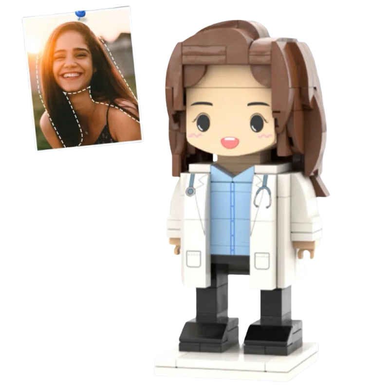 Personalized Head Custom Text Female Doctor Brick Figures Doctor's Day