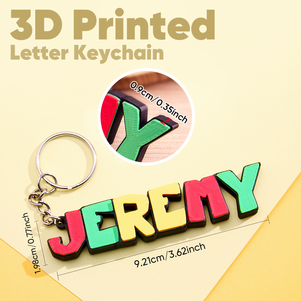 Personalized 3D Cartoon Keyring – Custom Name Plate Back to School Gift