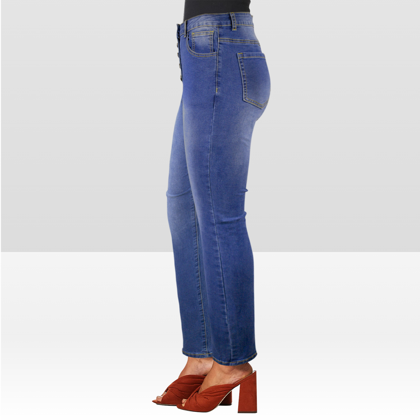 Custom Heat Transfer Design Women’s Jeans – Personalized Denim with Partial Print