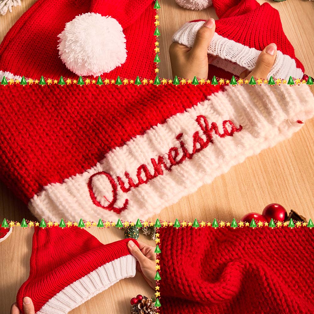 Personalized Christmas Hat Embroidered Name Santa Hat Christmas Gift for Family 7