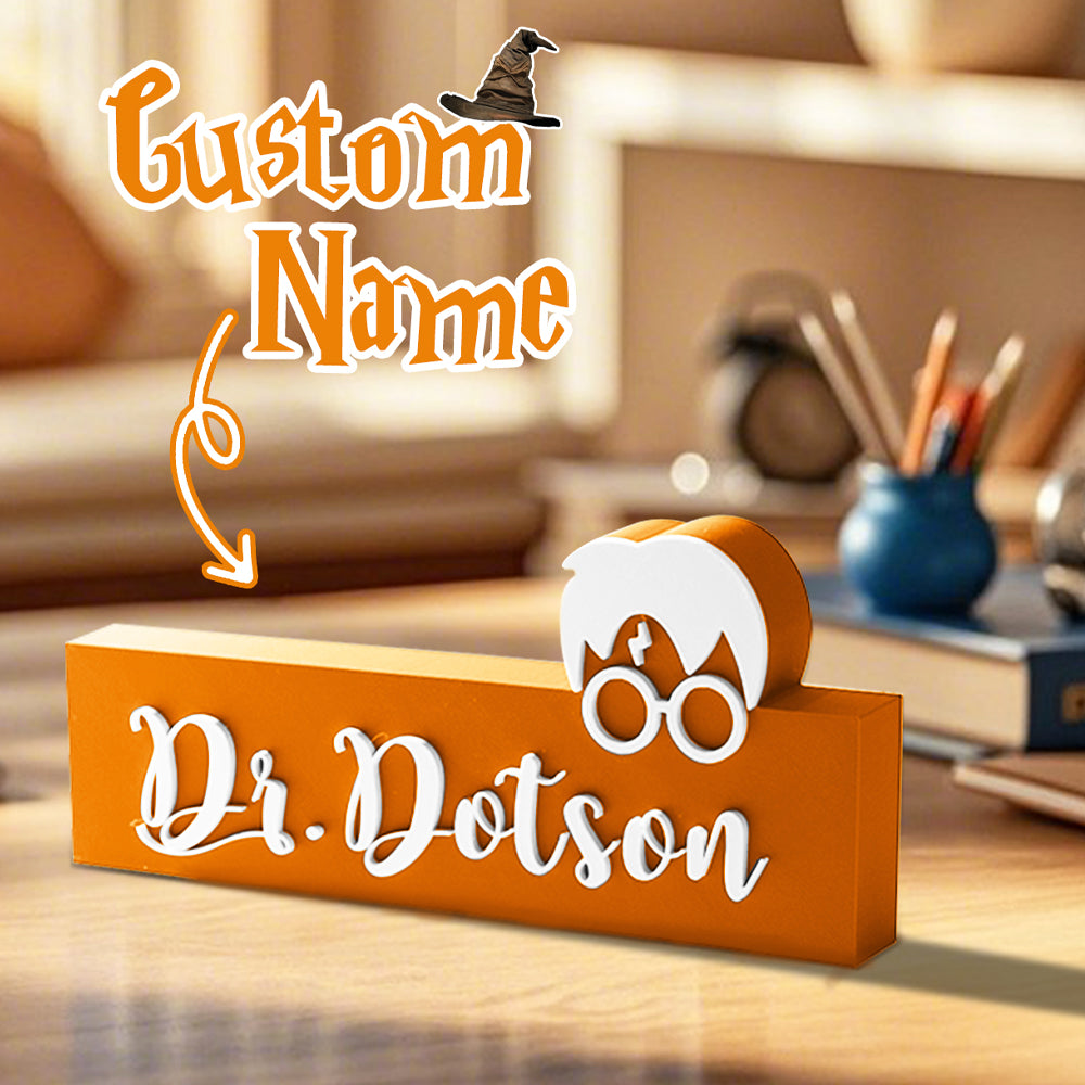 Personalized Wizard Name Sign – 3D Printed Teacher & Librarian Desk Gift