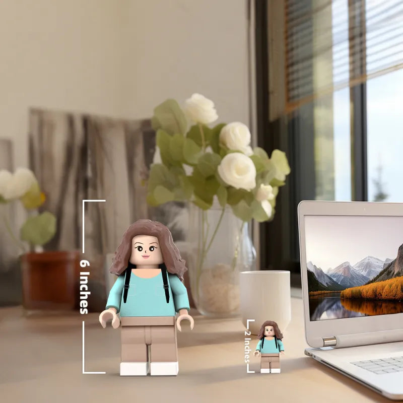 3D-print op maat gemaakte gigantische minifiguren Gepersonaliseerde foto-gigantische minifiguren Verander je foto in minifiguren Cadeaus voor haar Productietijd: 7–10 werkdagen