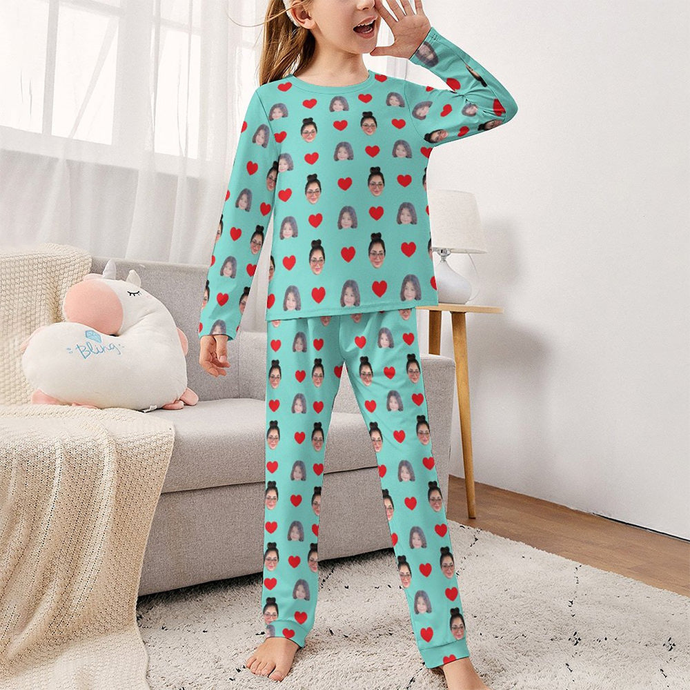Custom Two Face Children's Sleepwear Long Sleeves Girls Pajamas Set 9