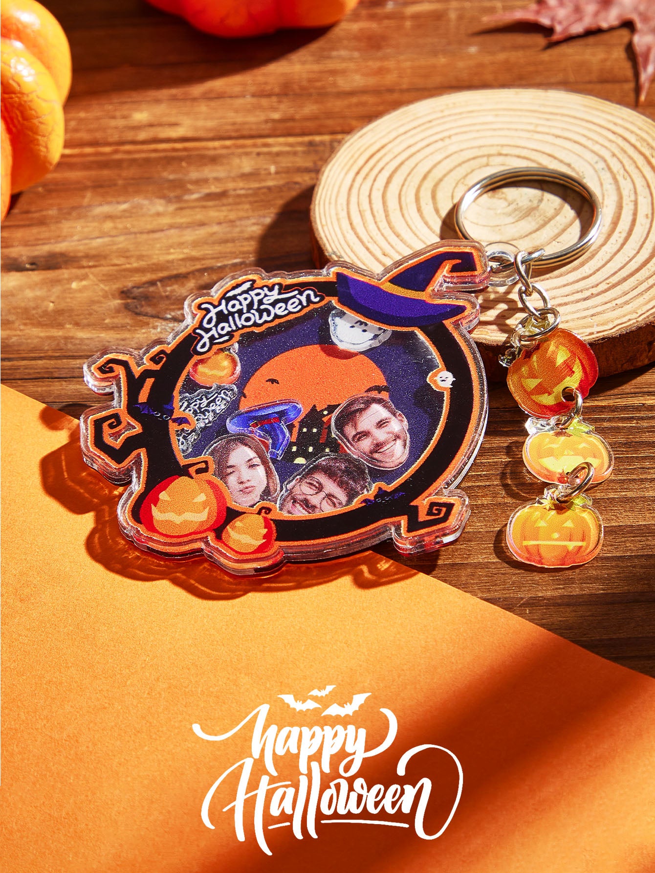 Personalized Halloween Keychain with Face Funny Keychain for Halloween Gifts