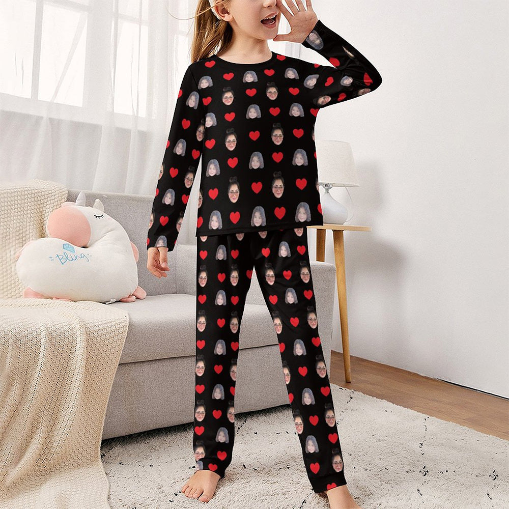Custom Two Face Children's Sleepwear Long Sleeves Girls Pajamas Set 3