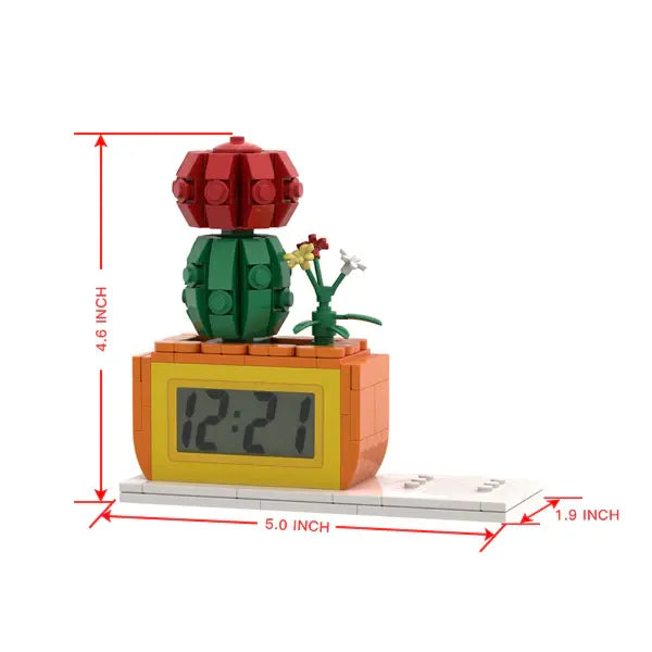 Cadeaus voor haar: gepersonaliseerde klok met bakstenen figuren, potplanten en bakstenen klok