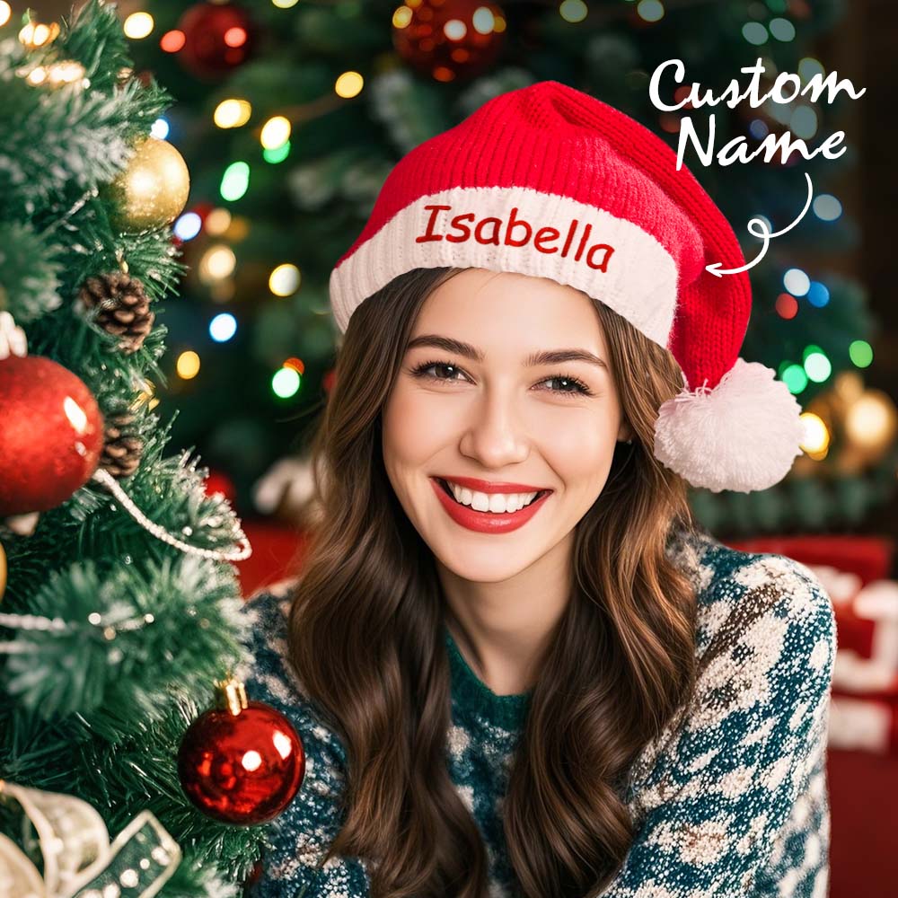 Personalized Christmas Hat Embroidered Name Santa Hat Christmas Gift for Family 3