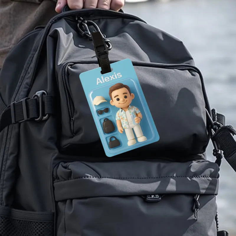 Fully Body Custom 3D Effect Cartoon Character Traveling Luggage Tag with Name and Photo 2D Printing Travel Accessory Birthday Gift