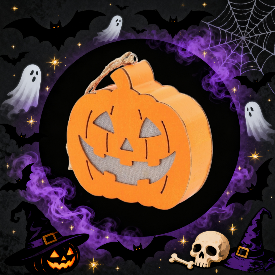 Halloween Wooden Pumpkin Light