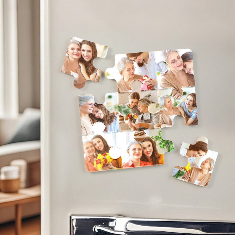 Gepersonaliseerde fotopuzzelvormige koelkastmagneet - persoonlijk cadeau voor grootouders