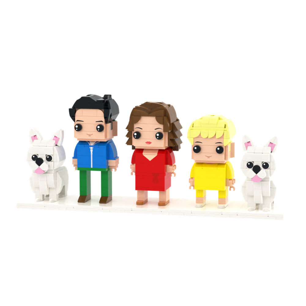 Custom Full-Body Brick Figures of 3 People and 2 Dogs 2