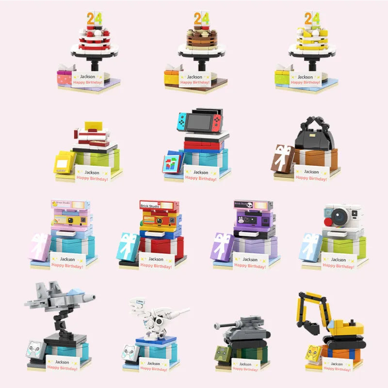 Full-body Custom 1 Person Brick Figures with Photo and Text Birthday Gift for Him