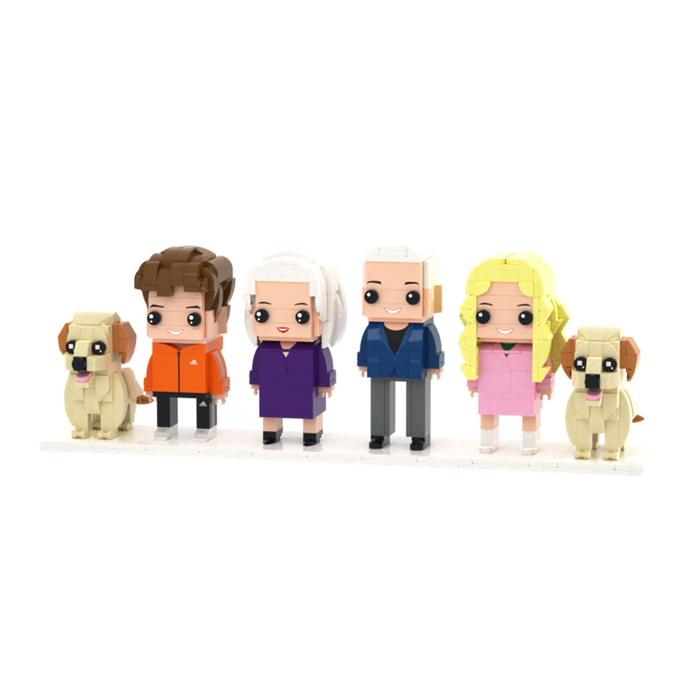 Full-Body Brick Figures of 4 People and 2 Dogs Personalized Anniversary Gift Birthday Gift 2