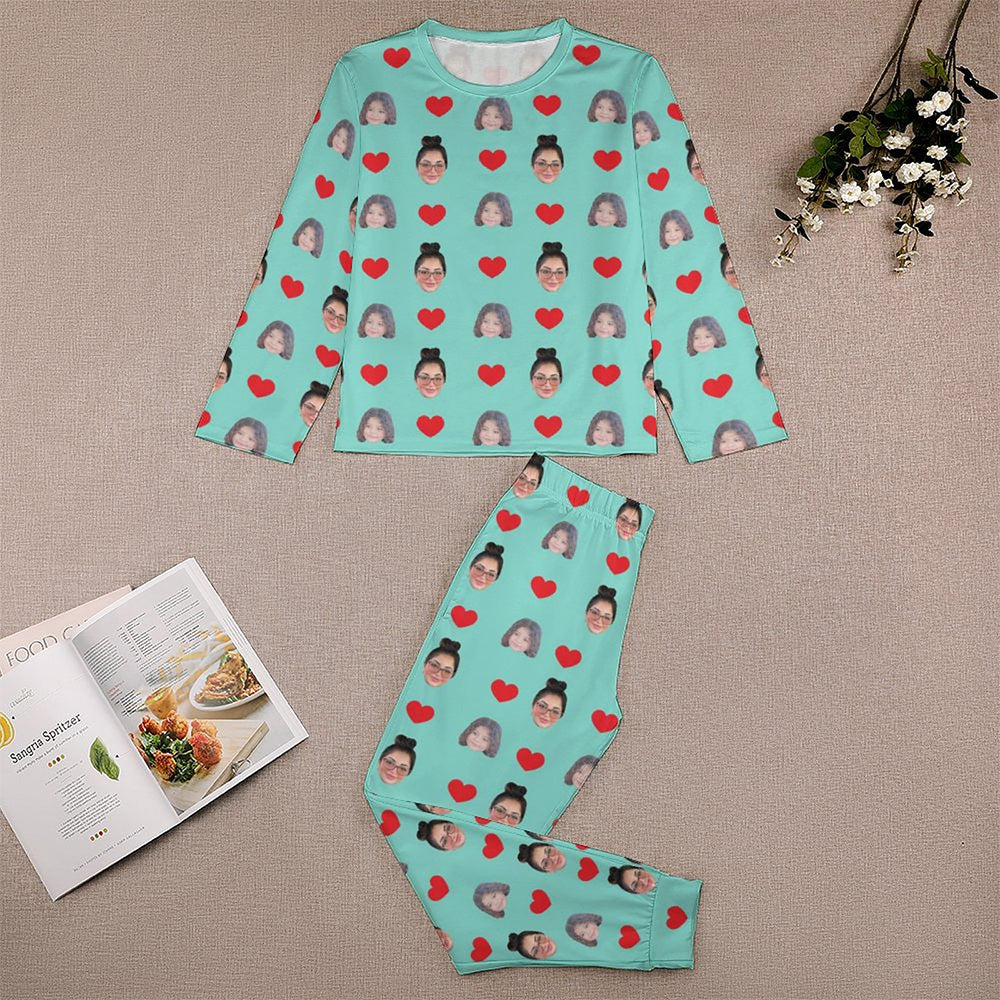 Custom Two Face Children's Sleepwear Long Sleeves Girls Pajamas Set 10