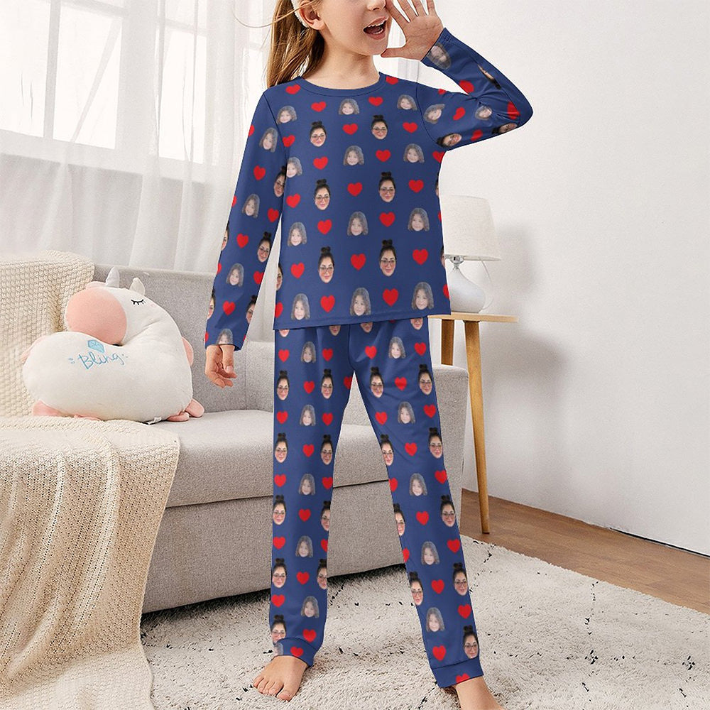 Custom Two Face Children's Sleepwear Long Sleeves Girls Pajamas Set 5