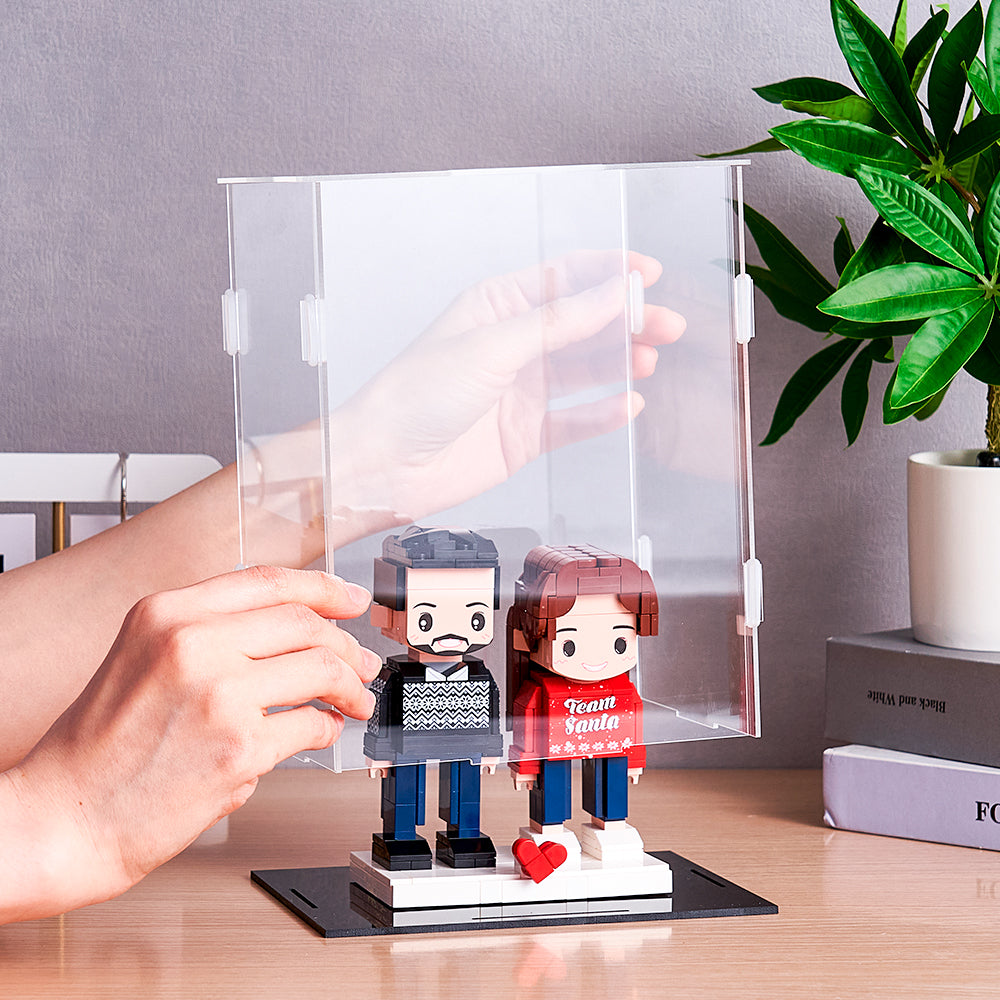 Vitrina de acrílico transparente a prueba de polvo: caja protectora para 2 personas, figuras de ladrillos y objetos de colección.