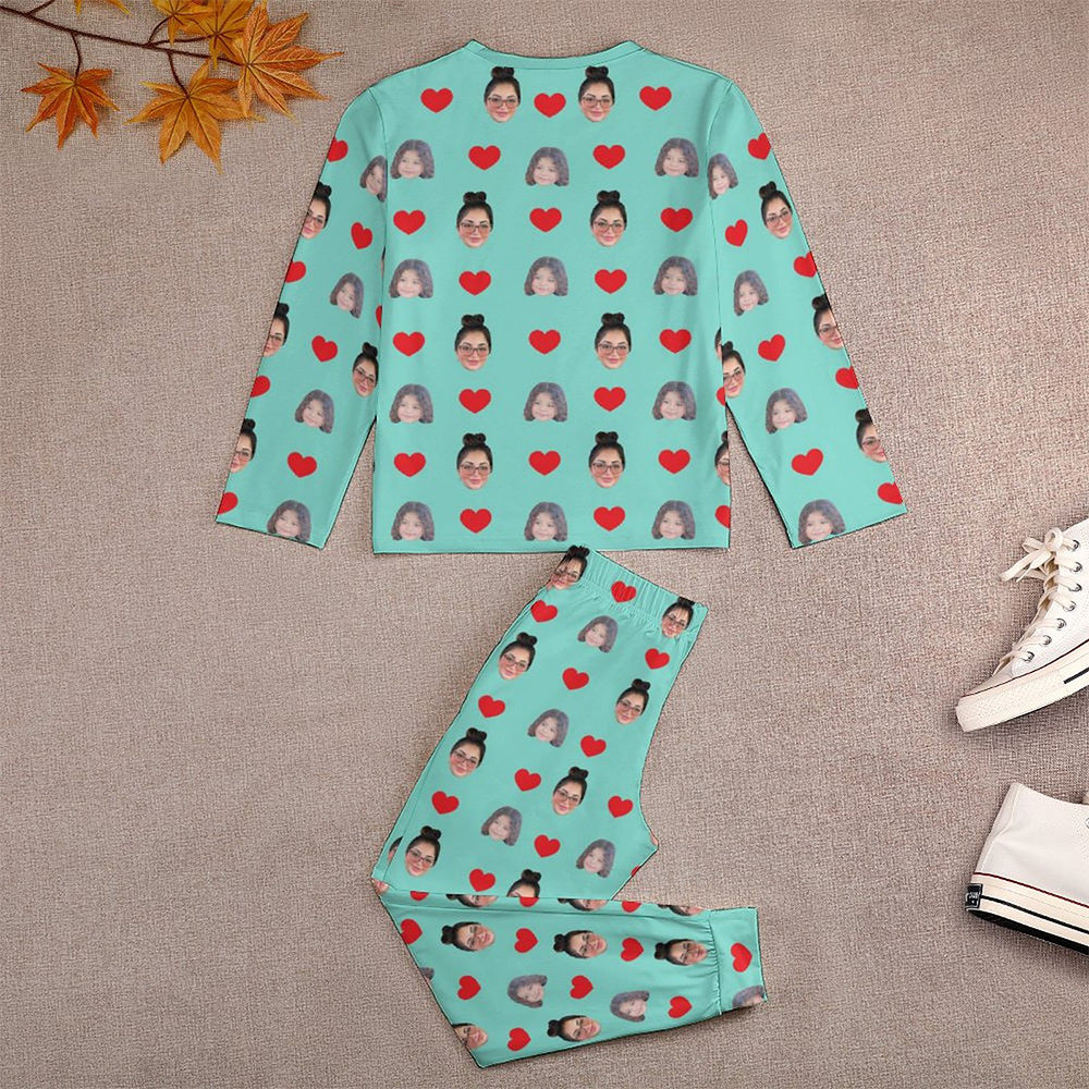 Custom Two Face Children's Sleepwear Long Sleeves Girls Pajamas Set 11