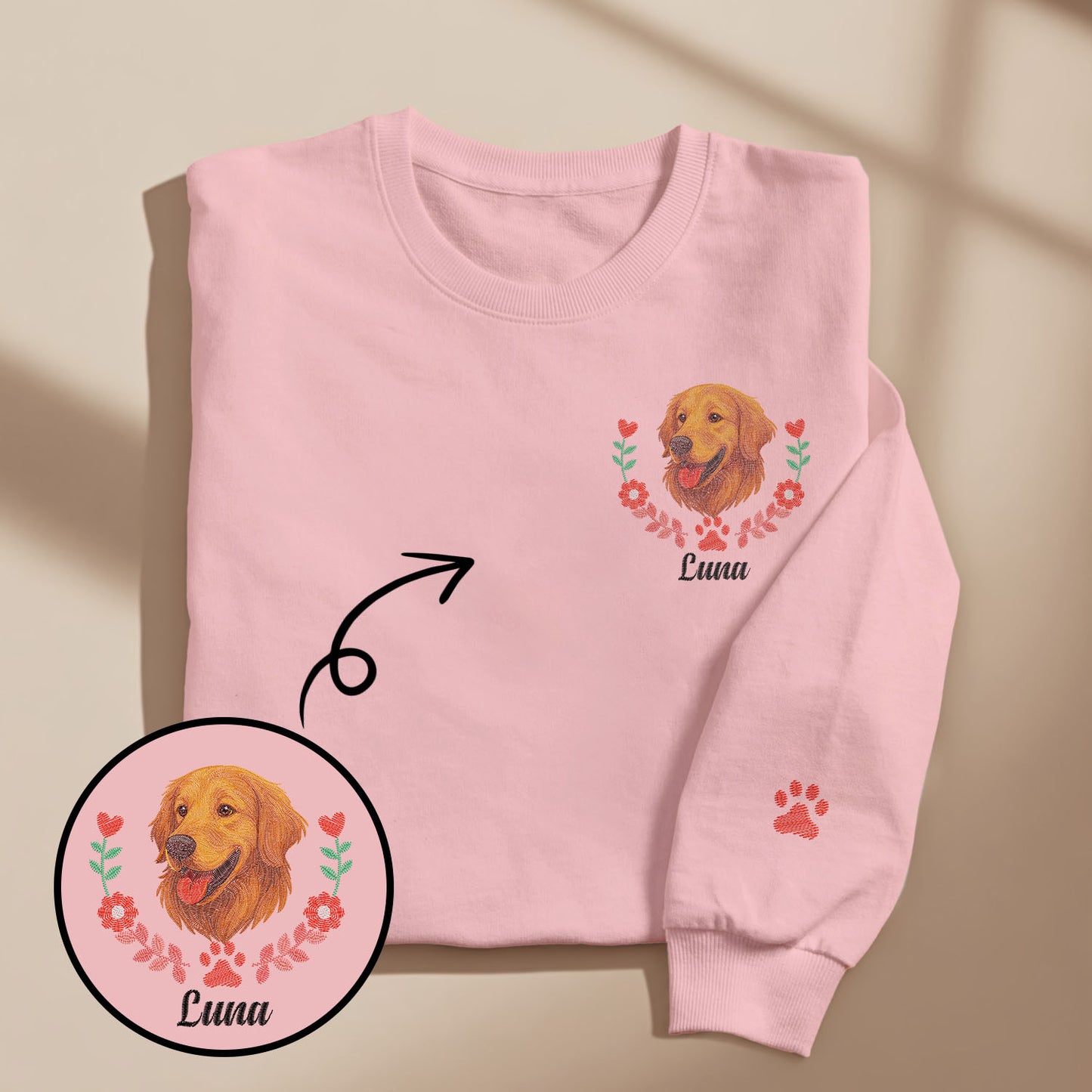 Sudadera bordada personalizada para mascotas: suéter personalizado con nombre y corona