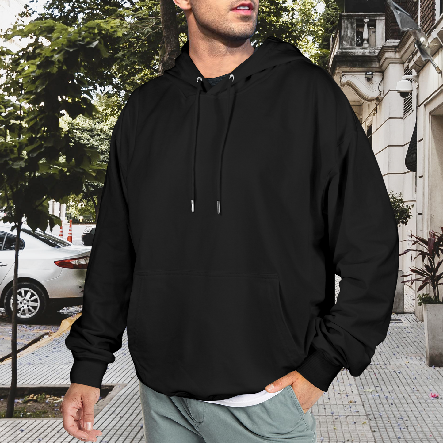Custom Men's Pullover Hoodie – Personalized Front Print Hoodie with Kangaroo Pocket
