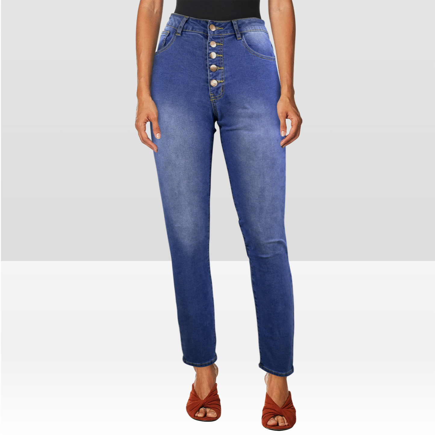Custom Heat Transfer Design Women’s Jeans – Personalized Denim with Partial Print
