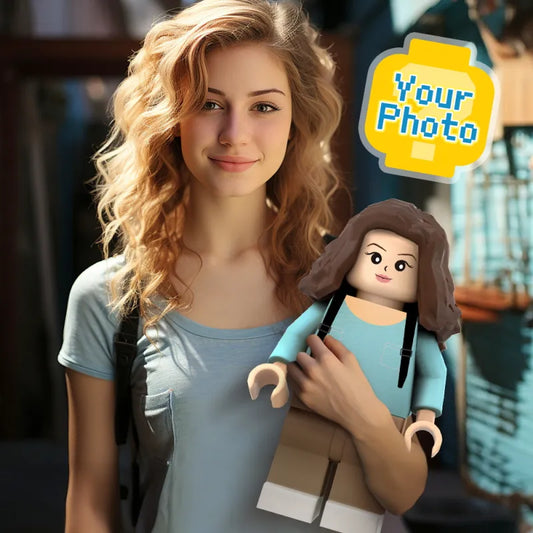 3D-print op maat gemaakte gigantische minifiguren Gepersonaliseerde foto-gigantische minifiguren Verander je foto in minifiguren Cadeaus voor haar Productietijd: 7–10 werkdagen