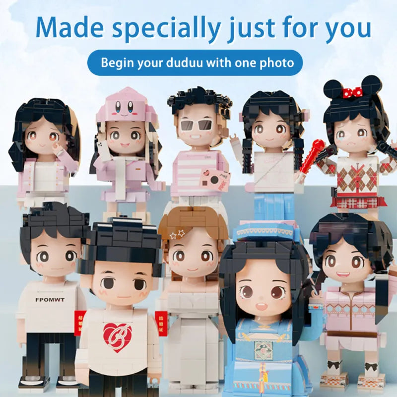 Full Body Customized 1 Person Duddu Brick Figures Valentine's Day Romantic Gift Birthday Gift