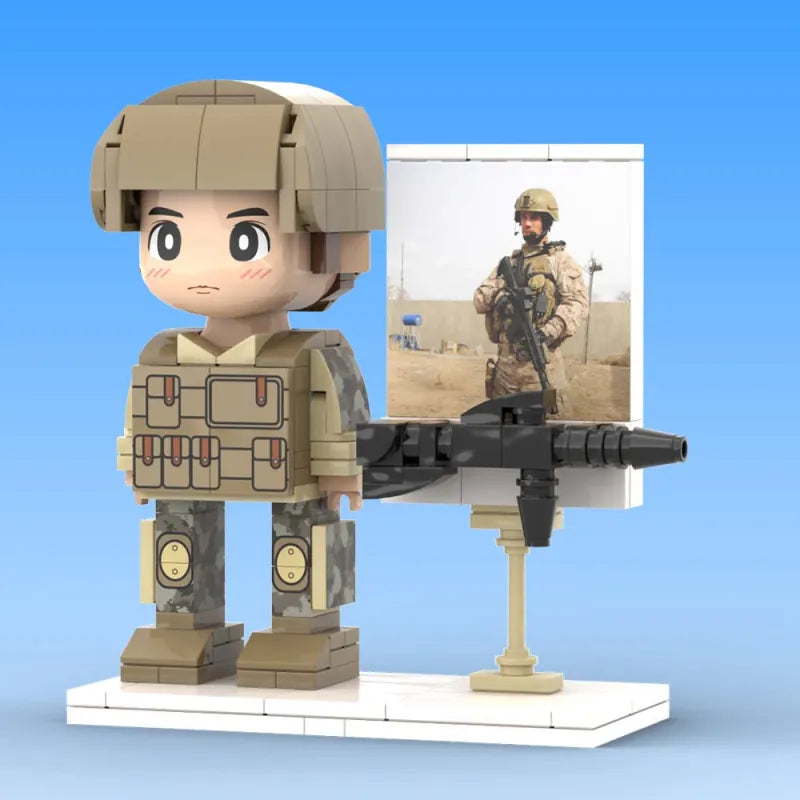 Gepersonaliseerde 1-persoons stenen figuren met foto als thema voor soldaten, verjaardagscadeau, Valentijnscadeau, Vaderdagcadeau