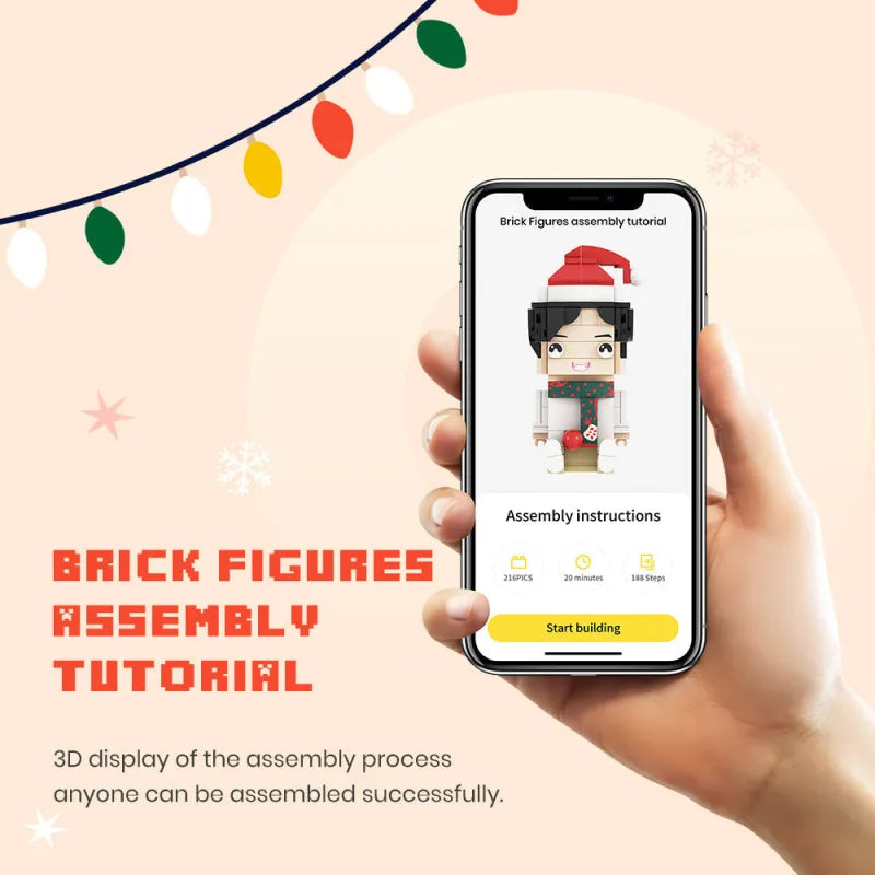 Full Body Custom 1 Person Brick Figures with Frame Personalized Photo Father's Day Gift