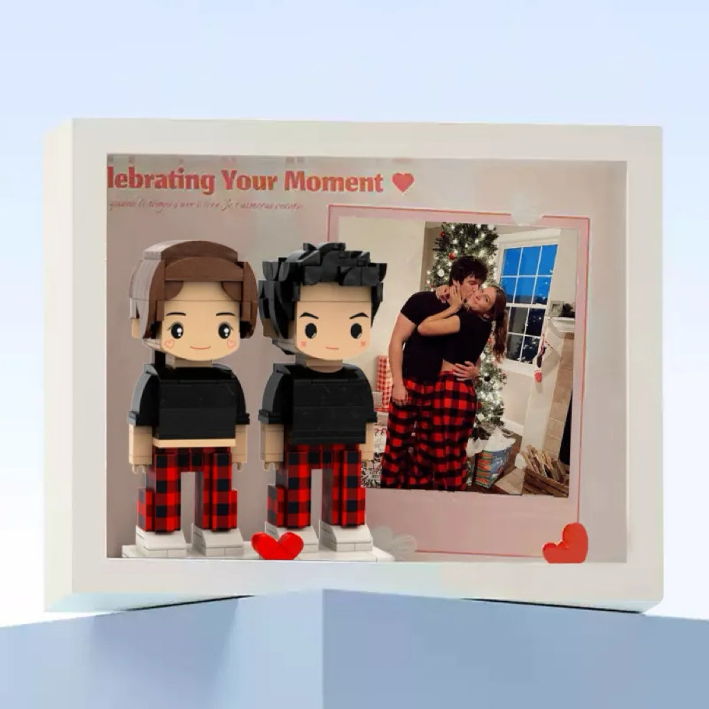 Full Body Custom 2 people Cute Brick Figure with Photo