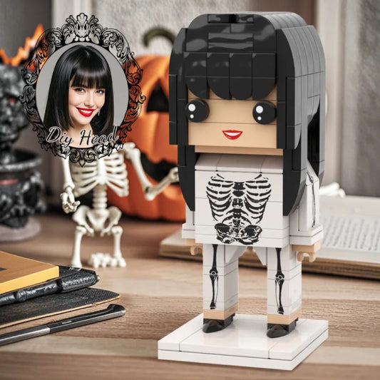 Custom Head Horror Skeleton Girl DIY Head Halloween Brick Figures Personalized Brick Figures Small Particle