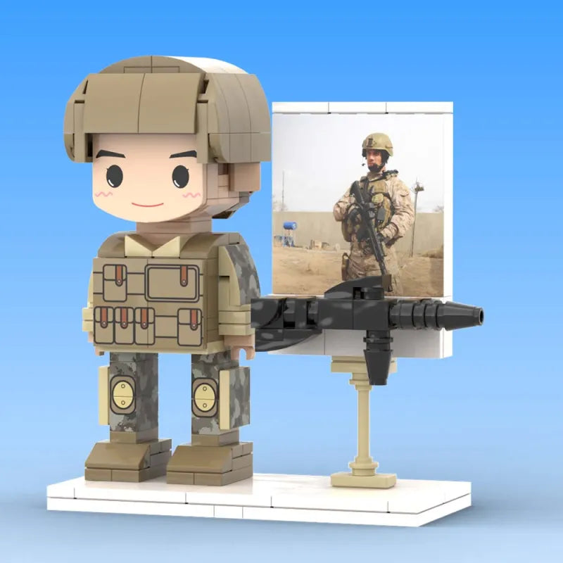 Gepersonaliseerde 1-persoons stenen figuren met foto als thema voor soldaten, verjaardagscadeau, Valentijnscadeau, Vaderdagcadeau