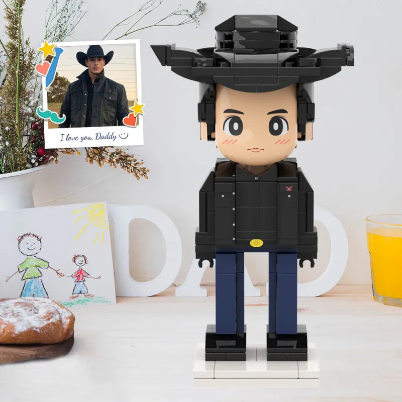 Figuras de ladrillo Duddu personalizadas de cuerpo completo para una persona, estilo western, regalo para el Día del Padre.