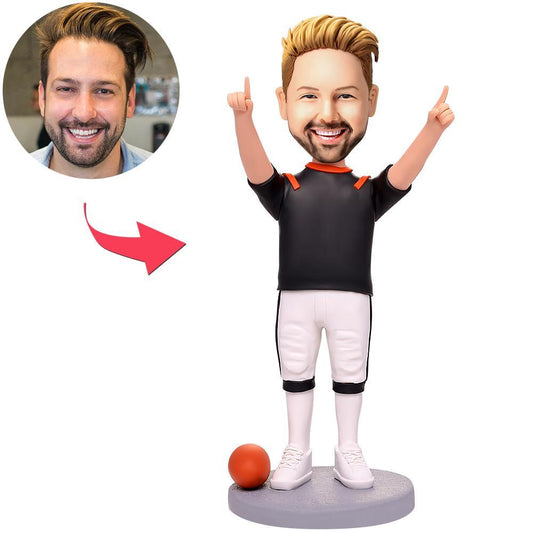 Op maat gemaakte bobbleheads van Winner Rugby-spelers met gegraveerde tekst