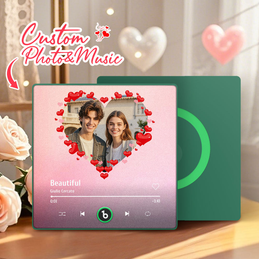 FridgeBeats Framed 4.0 Gepersonaliseerde Hartvormige Foto Muziek Koelkastmagneet Valentijnscadeau Album Koelkast