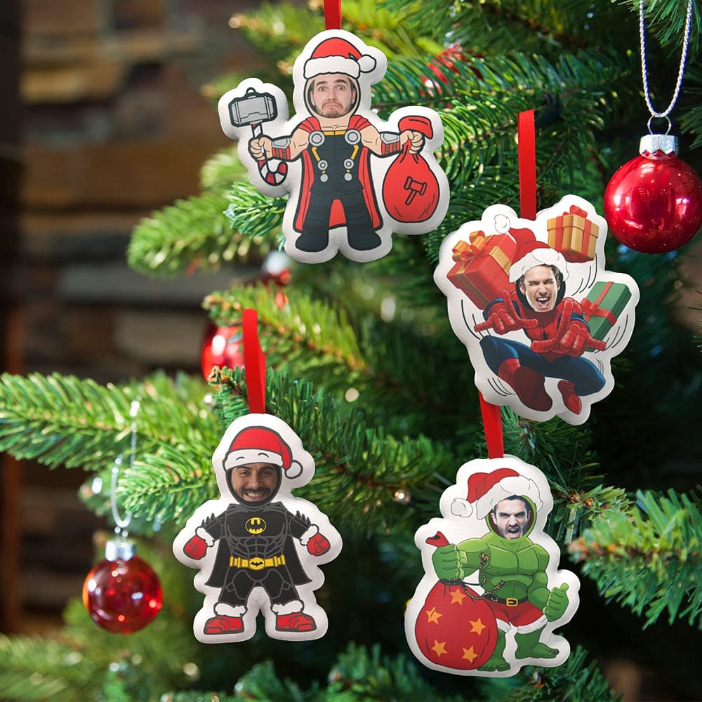 Custom Super Hero Decorations Personalized Face Christmas Hanging Decoration