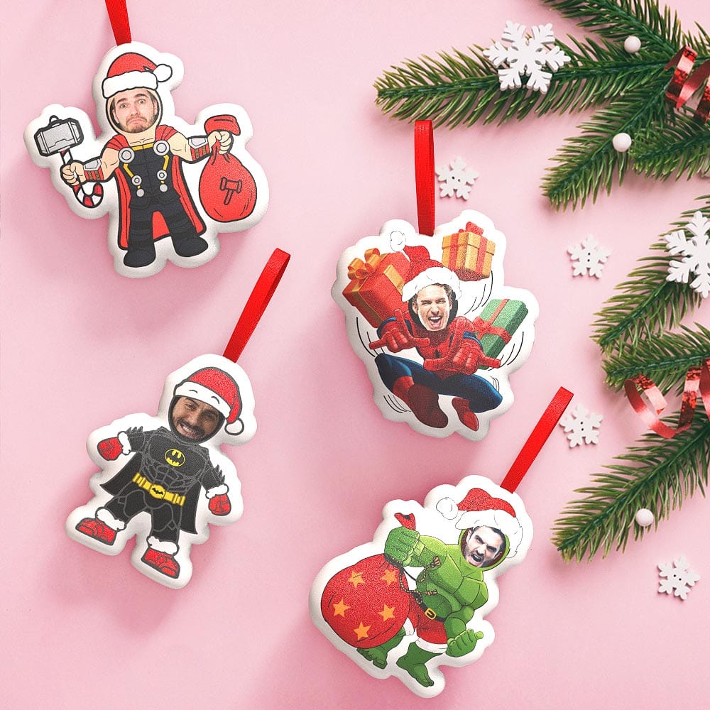 Custom Super Hero Decorations Personalized Face Christmas Hanging Decoration