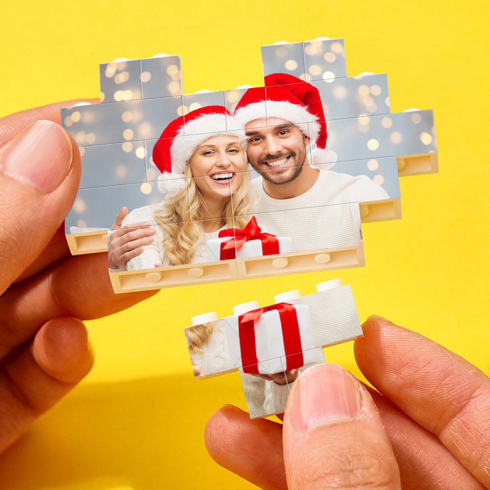 Gepersonaliseerde hartvormige fotoblok voor Kerstmis