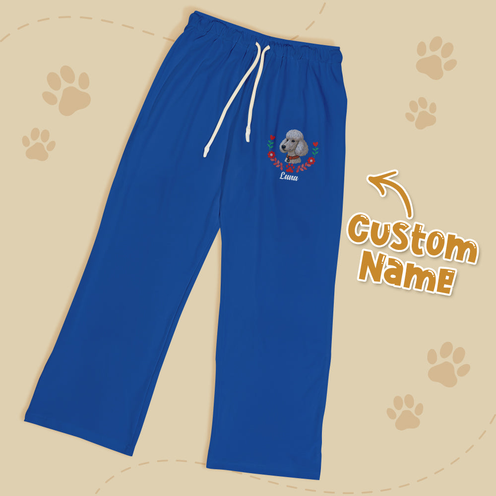 Pantalones de descanso personalizados con nombre de mascota: ropa de dormir bordada personalizada para amantes de las mascotas