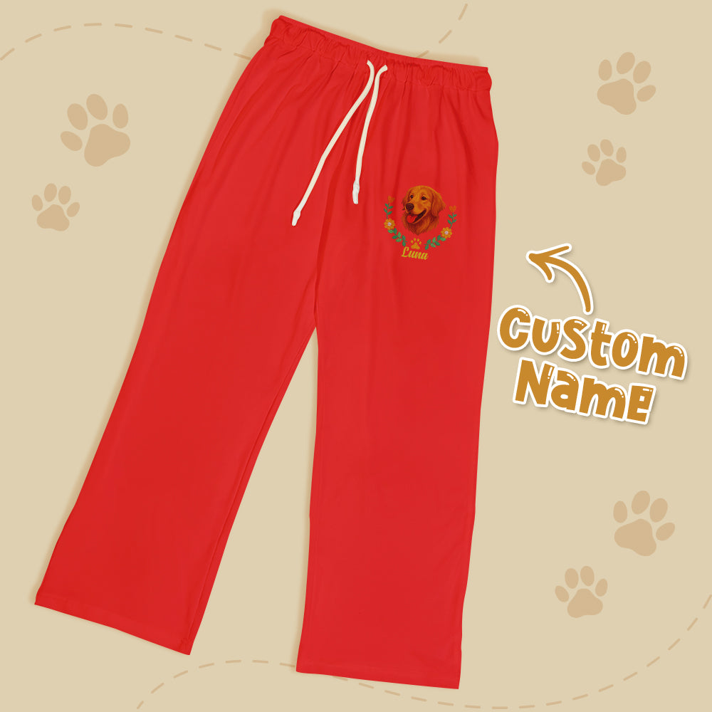 Pantalones de descanso personalizados con nombre de mascota: ropa de dormir bordada personalizada para amantes de las mascotas