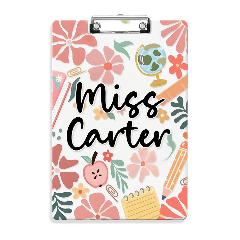 Custom Text Name Folder with Floral Stationery Design – Teacher's Day & Back to School Gift