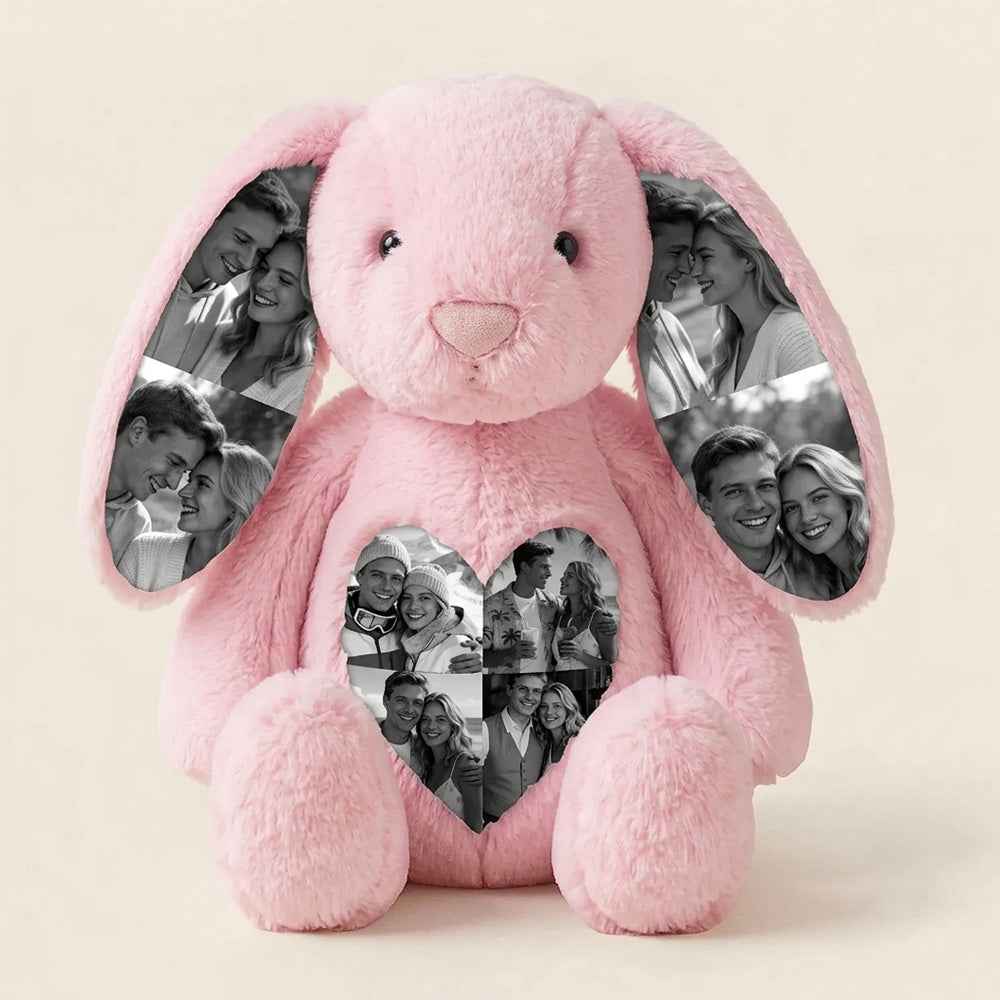 Custom Ears & Belly Custom Photo Bunny Plush For Couples Anniversary Gifts (Production time : 15 working days)