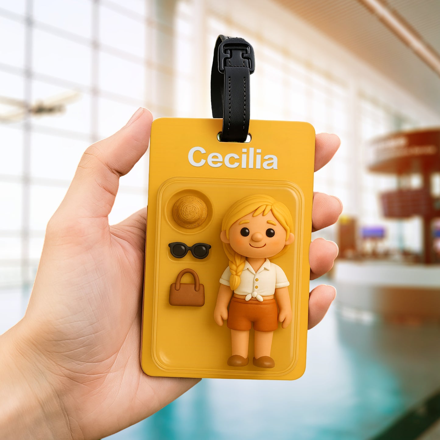 Fully Body Custom 3D Effect Cartoon Character Traveling Luggage Tag with Name and Photo 2D Printing Travel Accessory Birthday Gift