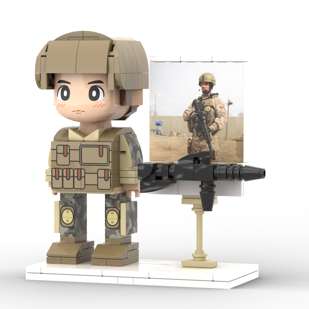 Gepersonaliseerde 1-persoons stenen figuren met foto als thema voor soldaten, verjaardagscadeau, Valentijnscadeau, Vaderdagcadeau