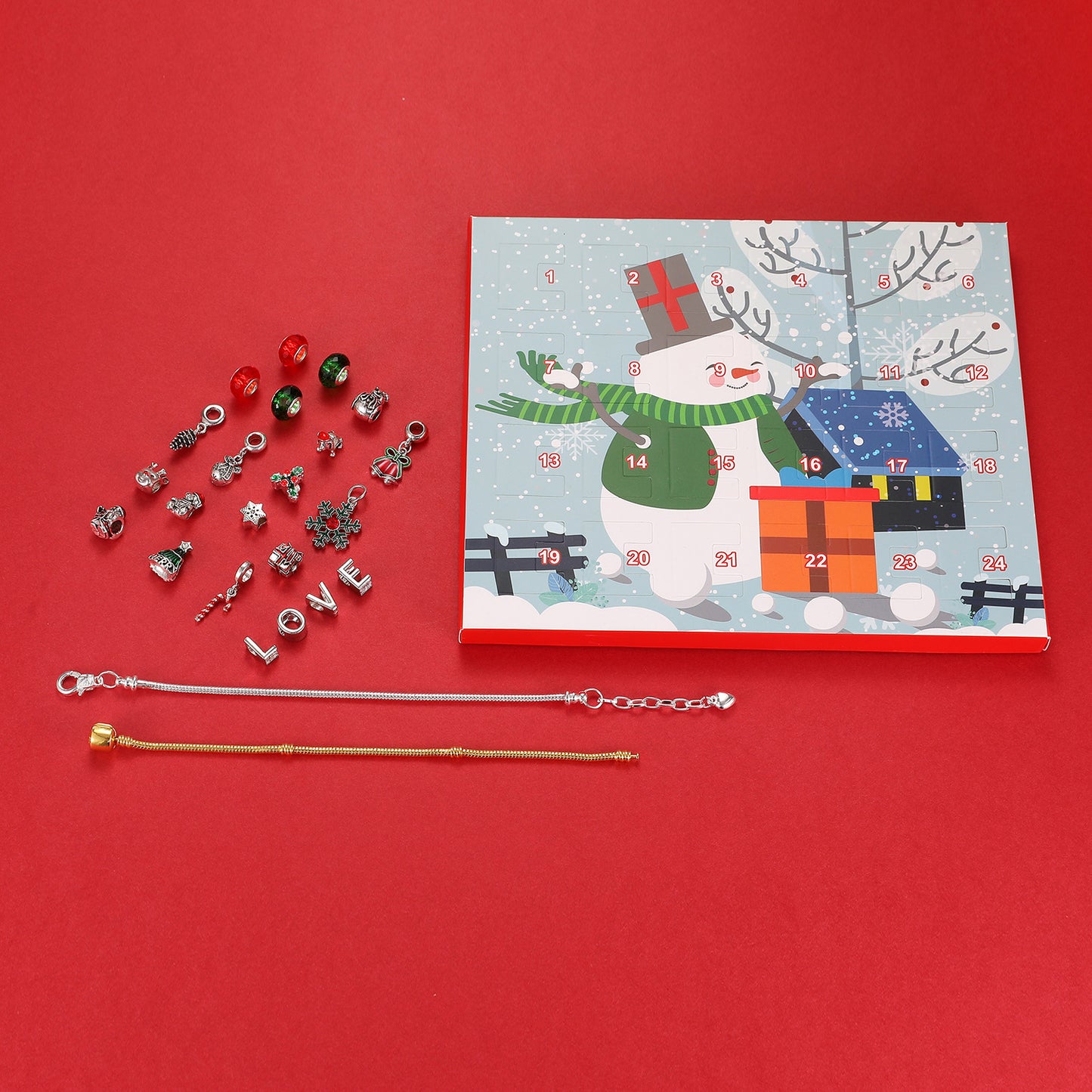 Christmas Charm Surprise Blind Box Charm Bracelet 24 Calendar Countdown Gift Box Bracelet DIY Charms